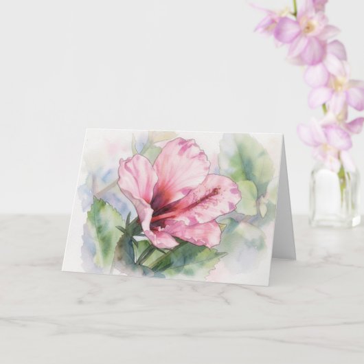 Carte de note d'art de fleur tropicale d'hibiscus (Orchidée)