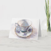 Carte de note d'art de tasse de thé florale (Devant)