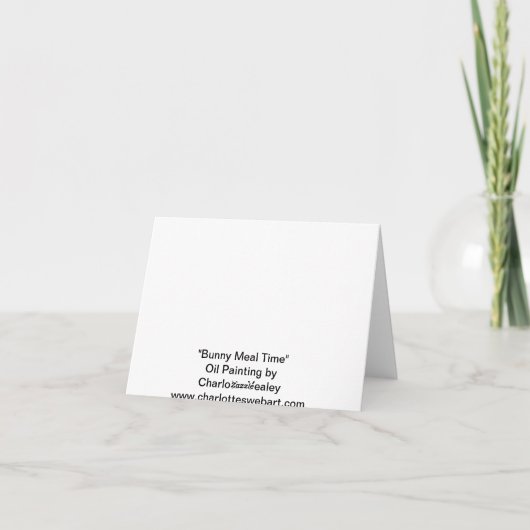 Carte de note d'art de temps de repas de lapin (Dos)