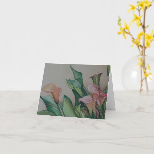 Carte de note d'art de zantedeschias (Fleur jaune)