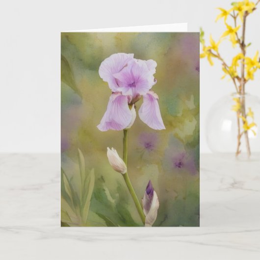 Carte de note d'art du jardin fleuri Iris (Fleur jaune)