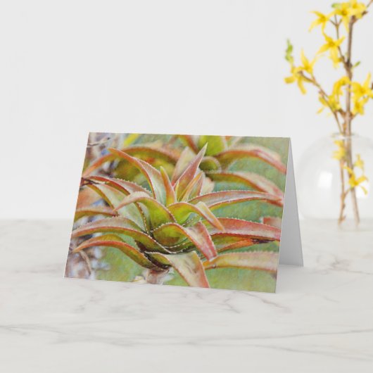 Carte de note d'art en aloès Succulte Cactus (Fleur jaune)