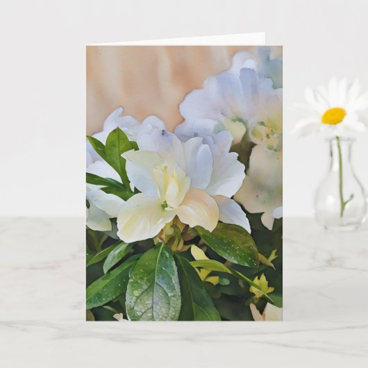 Carte de note d'art Fleurs de Gardenia Blanches (Petite plante)