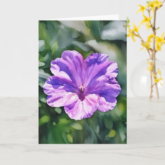 Carte de note d'art florale à fleurs violettes (Fleur jaune)