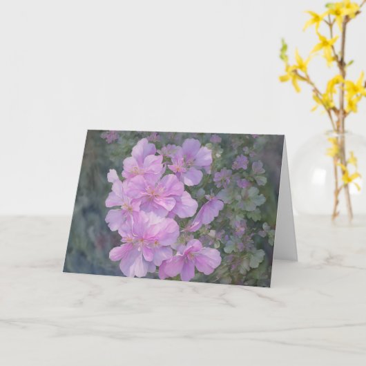 Carte de note d'art florale à fleurs violettes de (Fleur jaune)