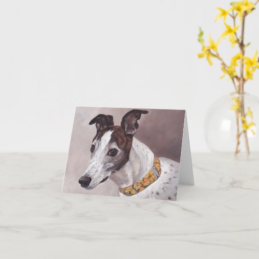 Carte de note d'art Greyhound Dog (Fleur jaune)