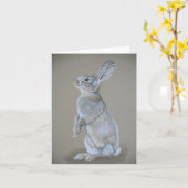 Carte de note d'art originale de Bunny Sitting (Fleur jaune)