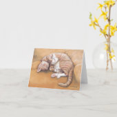 Carte de note d'art pour chaton Sleepy Kitty (Fleur jaune)