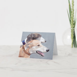 Carte de note d'art pour chien Greyhound Friends