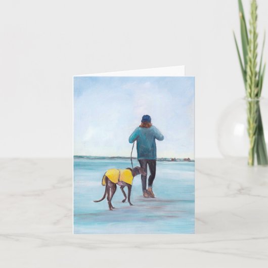Carte de note d'art pour chien gris (Devant)