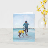Carte de note d'art pour chien gris (Fleur jaune)