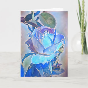 Carte de note d'art Rose bleu cristal