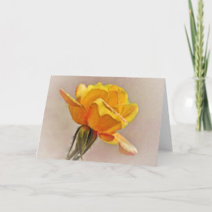 Carte de note d'art Rose or jaune