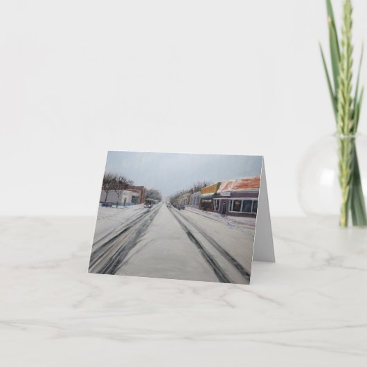 Carte de note d'art Snowy Main Street (Devant)