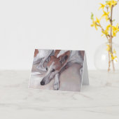 Carte de note d'art Tan & White Greyhound Dog (Fleur jaune)