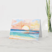 Carte de note d'art tropical de coucher de soleil (Devant)