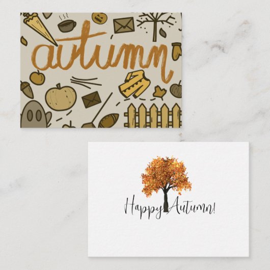 Carte de note d'automne avec enveloppe automne (Devant / Derrière)