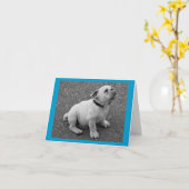 Carte de note de bienvenue anglaise Bulldog Chien (Fleur jaune)