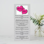 Carte de note de bienvenue mariage (Debout devant)