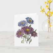 Carte de note de blanc d'aquarelle d'asters (Fleur jaune)