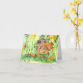 Carte de note de blanc d'aquarelle de famille (Fleur jaune)