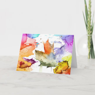 Carte de note de blanc d'aquarelle de feuille