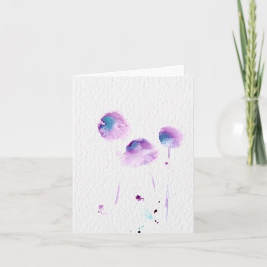 Carte de note de blanc d'aquarelle de fleur (Devant)