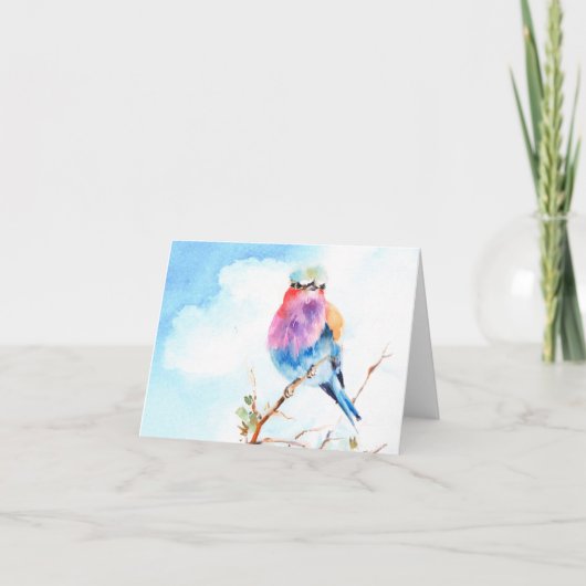 Carte de note de blanc d'aquarelle d'oiseau (Devant)