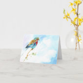 Carte de note de blanc d'aquarelle d'oiseau (Fleur jaune)