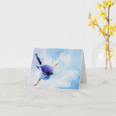 Carte de note de blanc d'aquarelle d'oiseau (Fleur jaune)