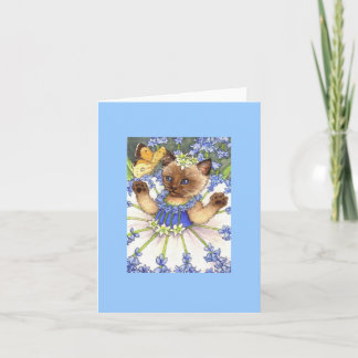 Carte de note de blanc de chaton de jacinthe des