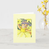 Carte de note de blanc de chaton de jonquille (Fleur jaune)