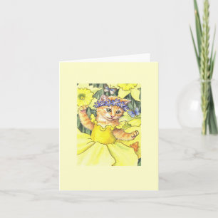 Carte de note de blanc de chaton de jonquille