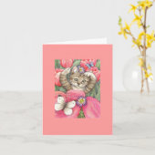 Carte de note de blanc de chaton de tulipe (Fleur jaune)