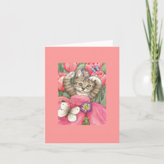 Carte de note de blanc de chaton de tulipe