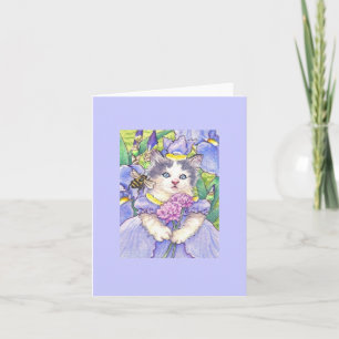 Carte de note de blanc de chaton d'iris