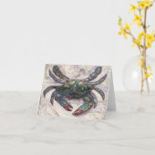 Carte de note de blanc de crabe bleu de baie de (Fleur jaune)