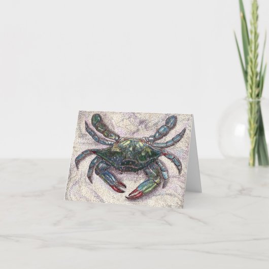 Carte de note de blanc de crabe bleu de baie de (Devant)