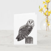 Carte de note de blanc de hibou de grange (Fleur jaune)