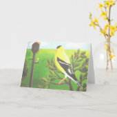 Carte de note de blanc de pinson d'or (Fleur jaune)