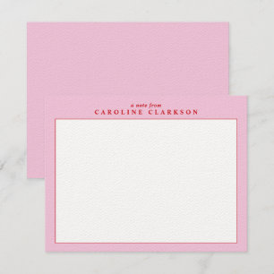 Carte de note de bordure rose et rouge