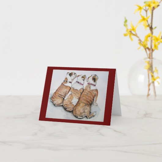 carte de note de bouledogues (Fleur jaune)