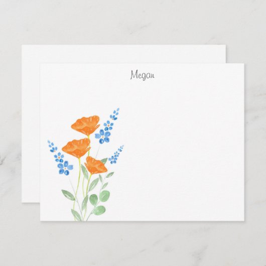 Carte de note de Bouquet de couleur d'aquarelle à  (Devant / Derrière)