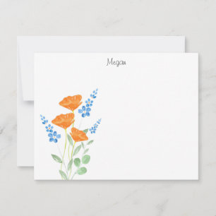 Carte de note de Bouquet de couleur d'aquarelle à