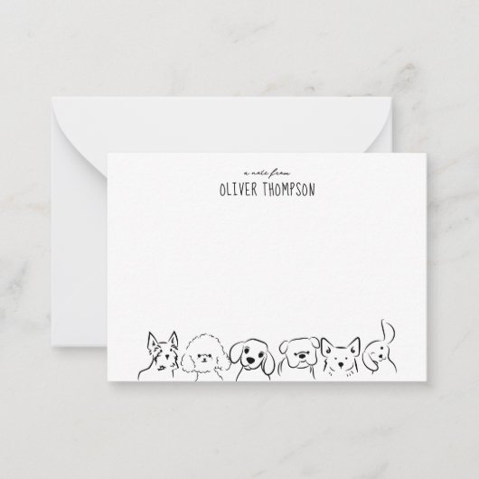 CARTE DE NOTE DE BUDGET Croquis d'Animal de Chien  (Devant)