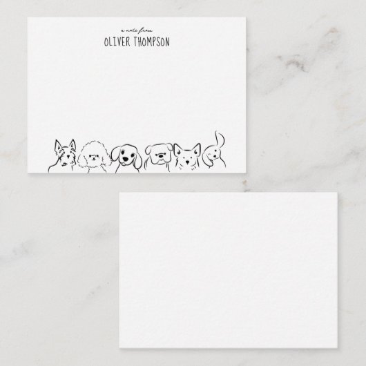 Carte de note de budget de dessin animé de chien m (Devant / Derrière)