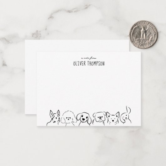 Carte de note de budget de dessin animé de chien m (Devant/Arrière en situation)