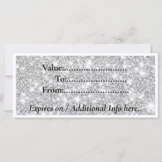 Carte de note de cadeau de salon moderne à paillet (Dos)