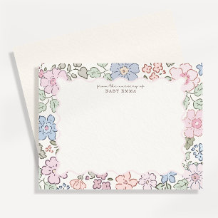 Carte de note de cadre de nurserie florale pastel