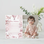 Carte de note de capsule de fille rose Toile De Jo (Debout devant)